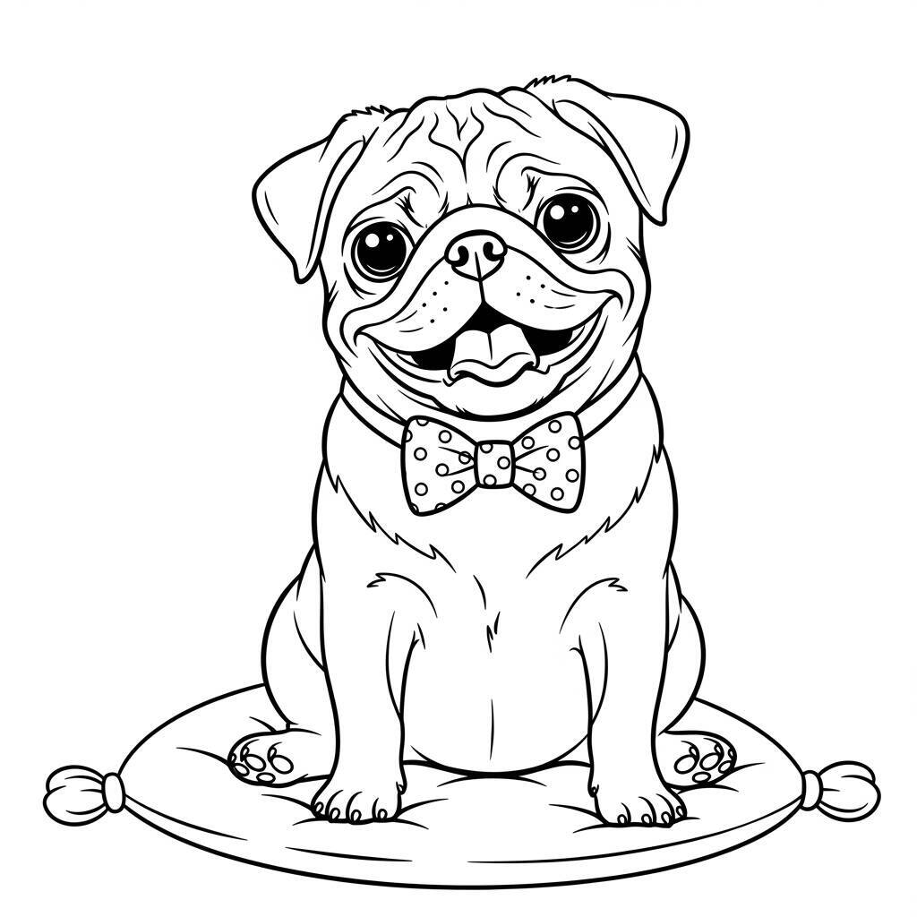 Cute Pug Coloring Page