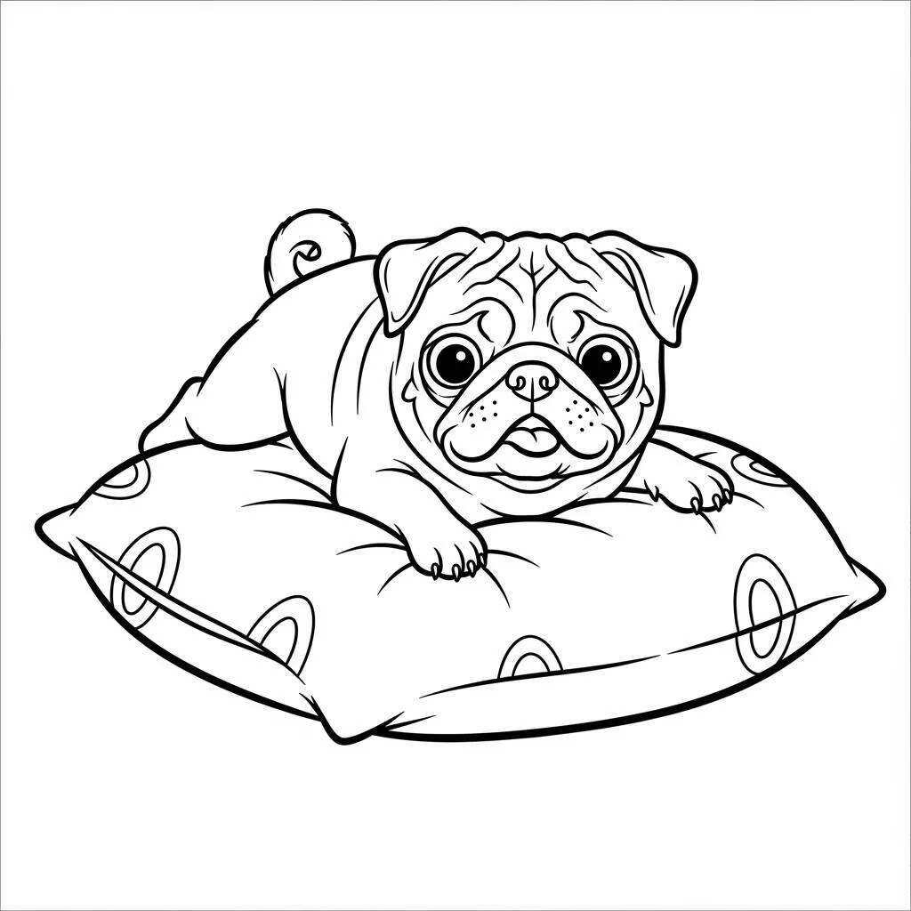 Desenho-de-Pug-para-Colorir Desenho de Pug para Colorir