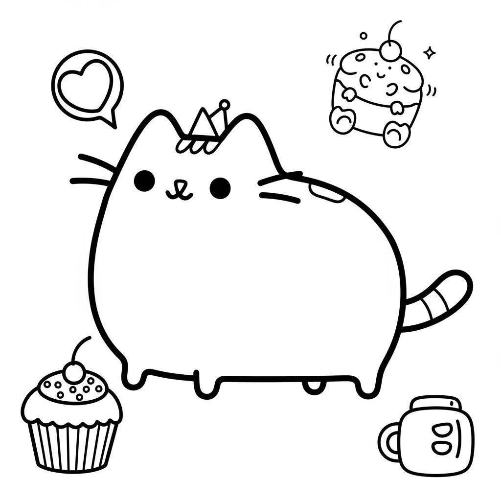Desenho de Pusheen Gato para Colorir
