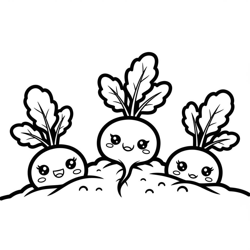 Desenho de Rabanetes para Colorir