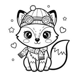 Desenho de Raposa Kawaii para Colorir