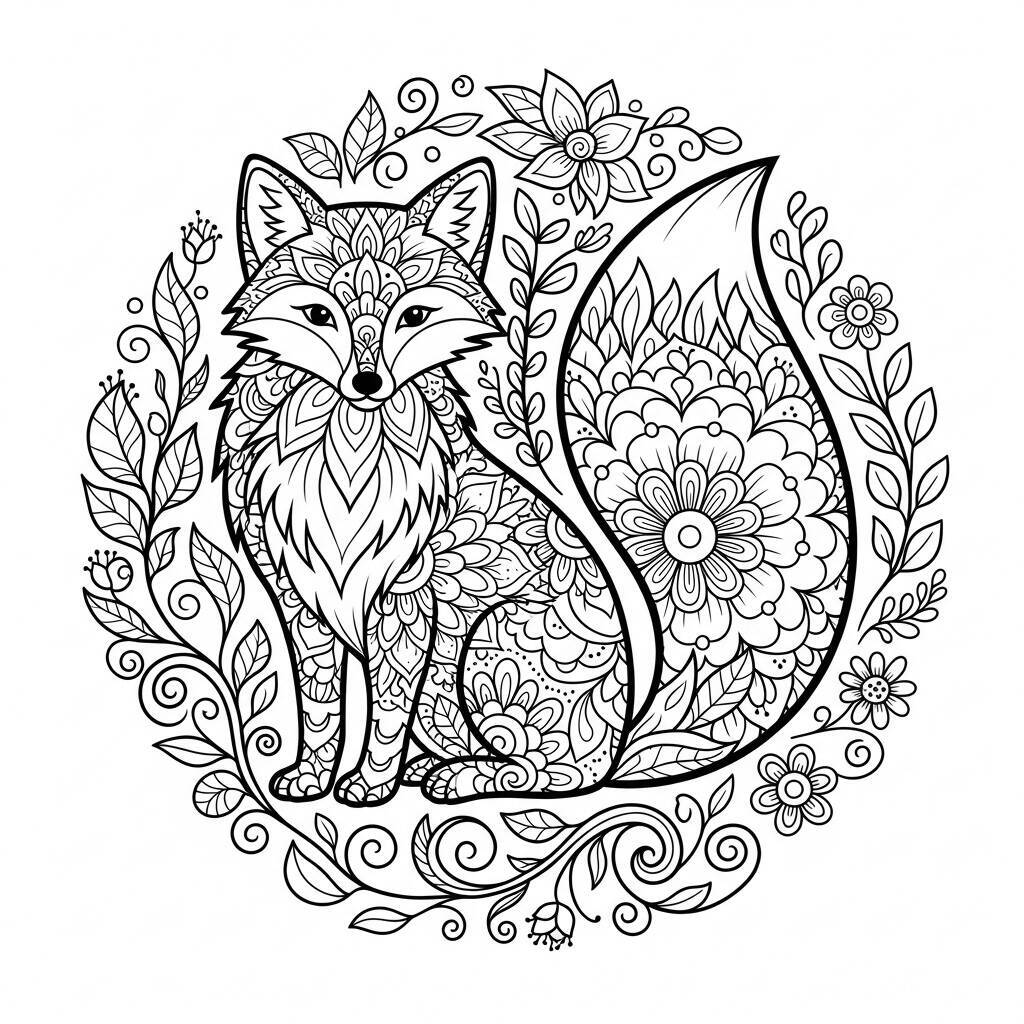 Desenho de Raposa Mandala para Colorir