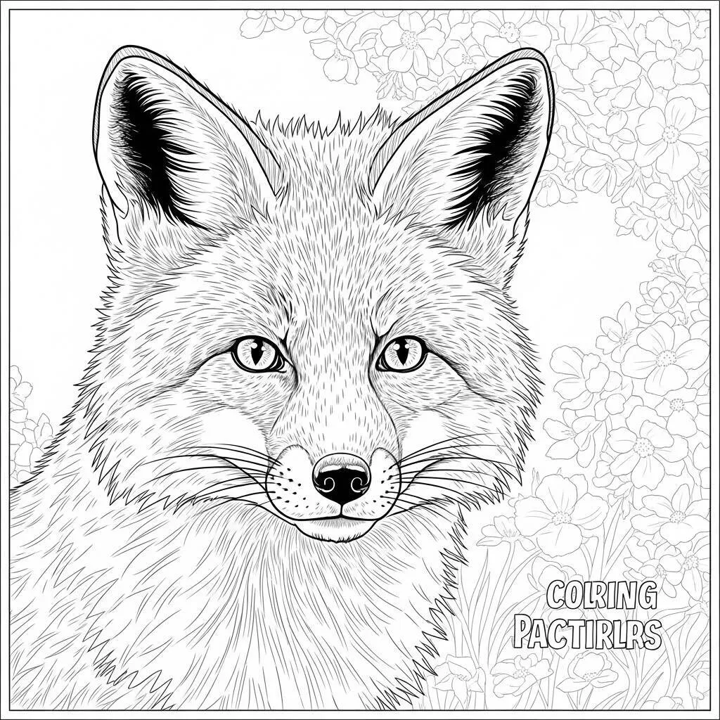 Desenho-de-Raposa-Realista-para-Colorir Desenho de Raposa Realista para Colorir