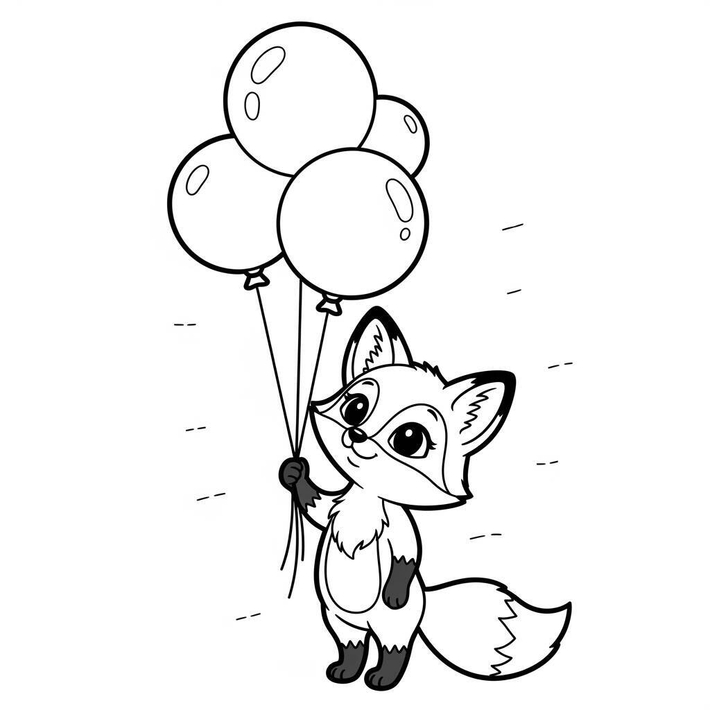 Malvorlage Fuchs mit Luftballons