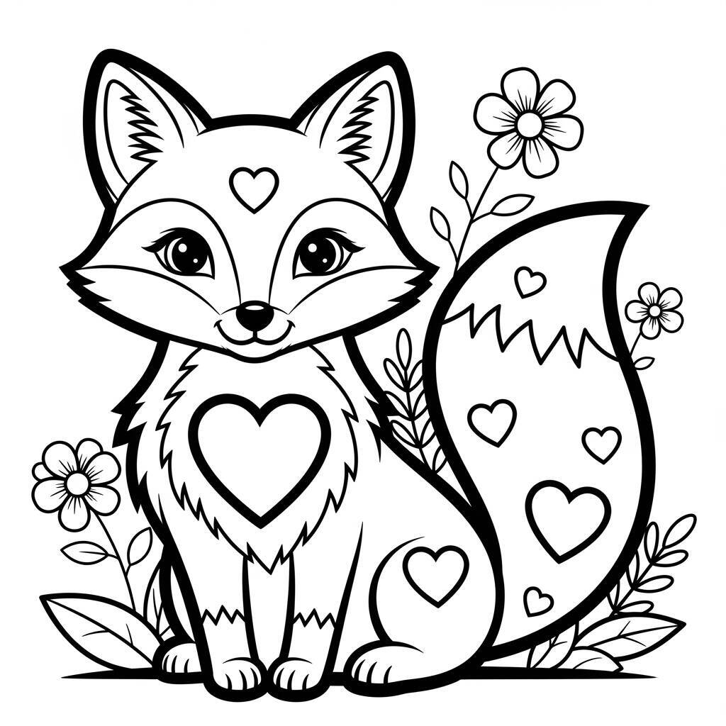 Malvorlage Fuchs mit Herz