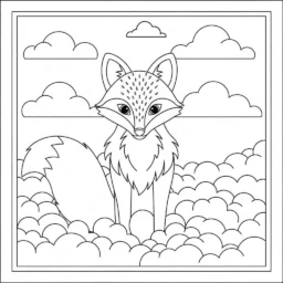 Malvorlage Fuchs und Wolken