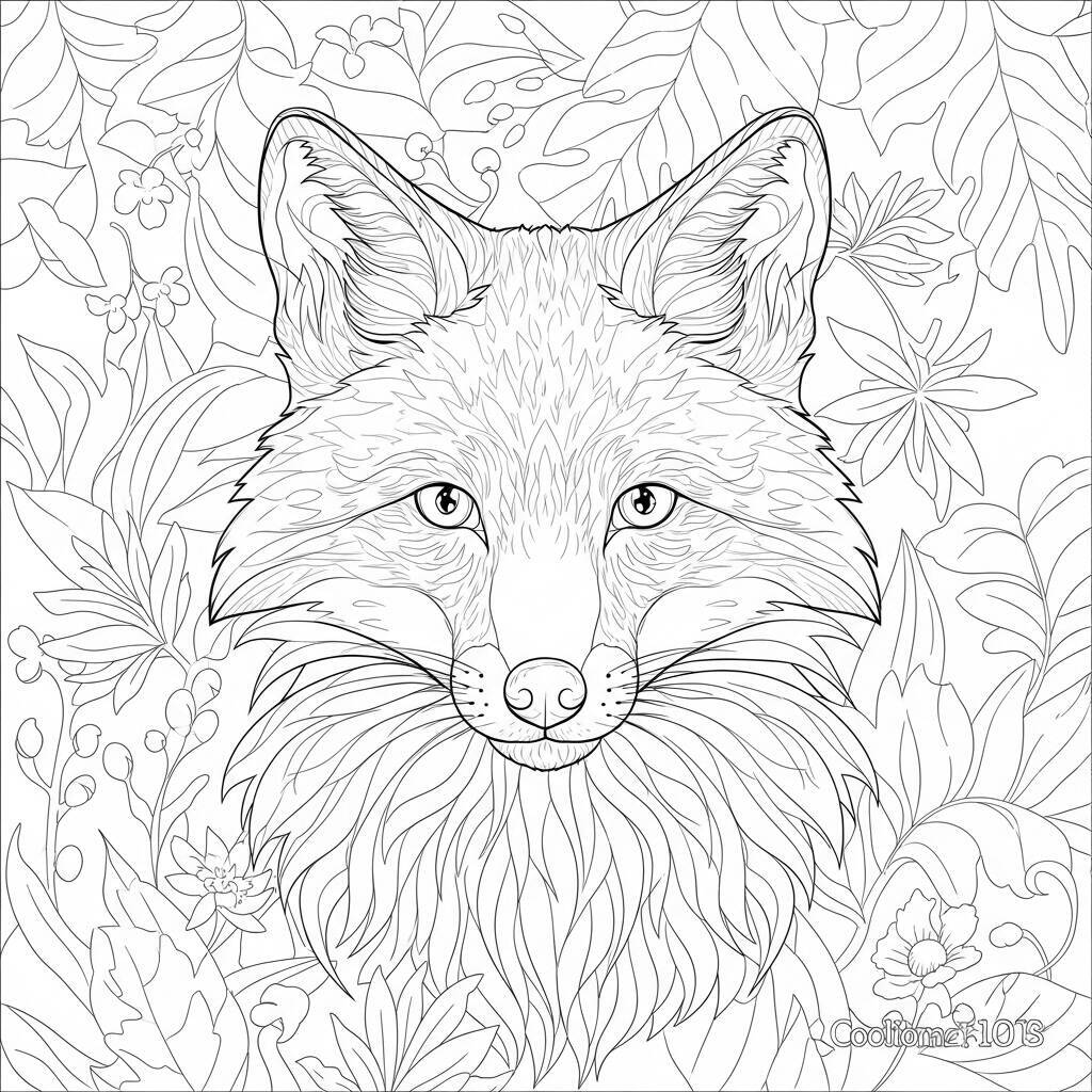 Malvorlage Fuchs für Erwachsene