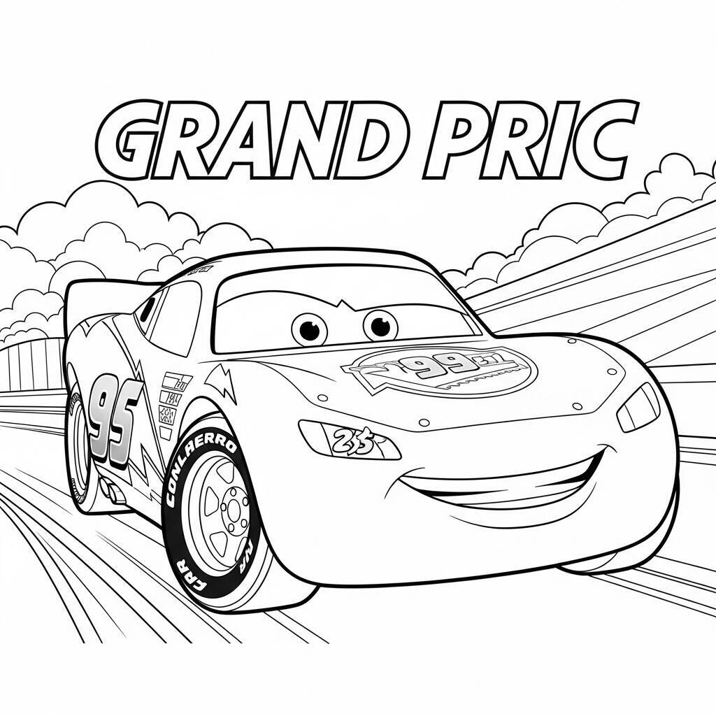 Desenho de Relâmpago McQueen e o Grande Prêmio para Colorir
