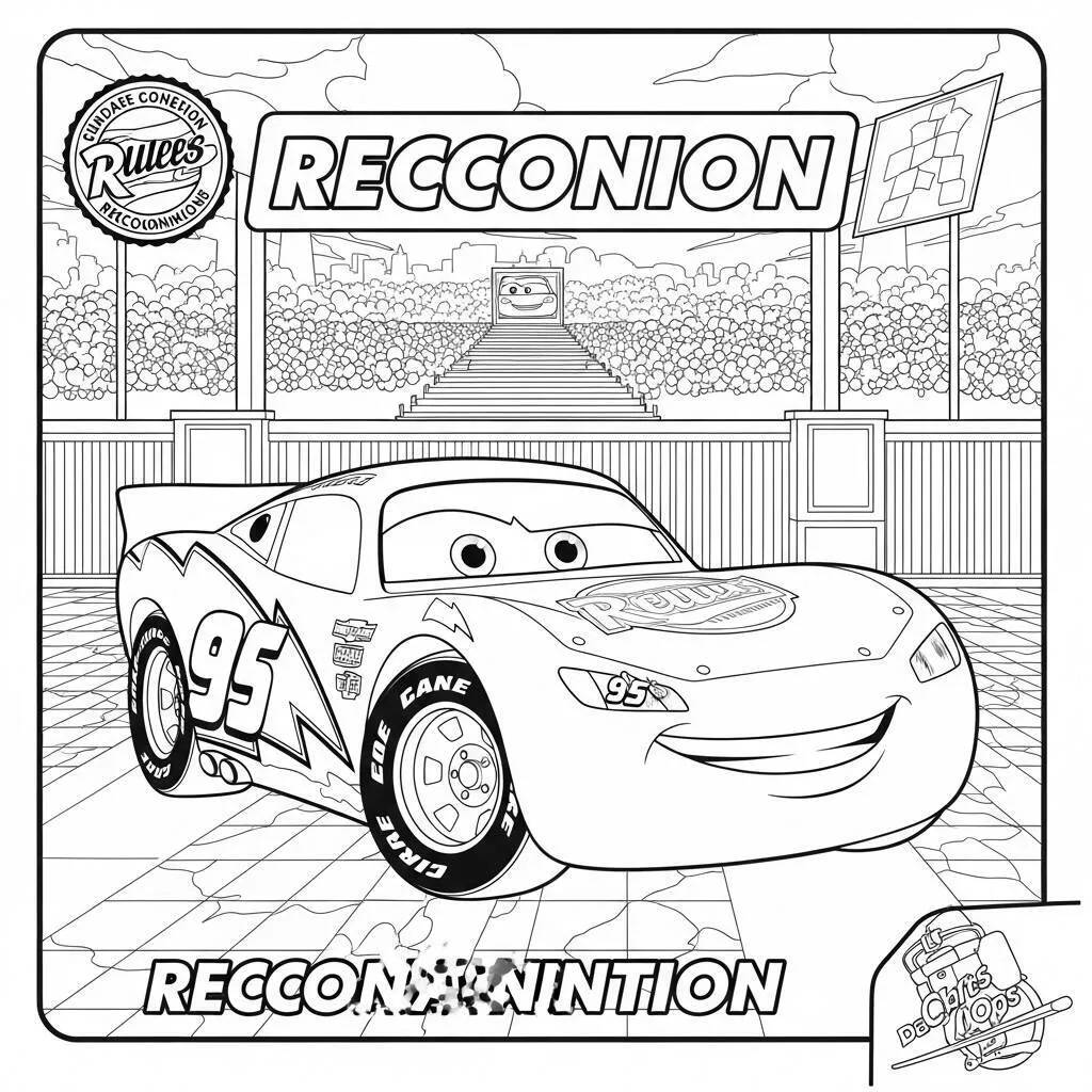 Desenho de Relâmpago McQueen e o Reconhecimento de Carros para Colorir
