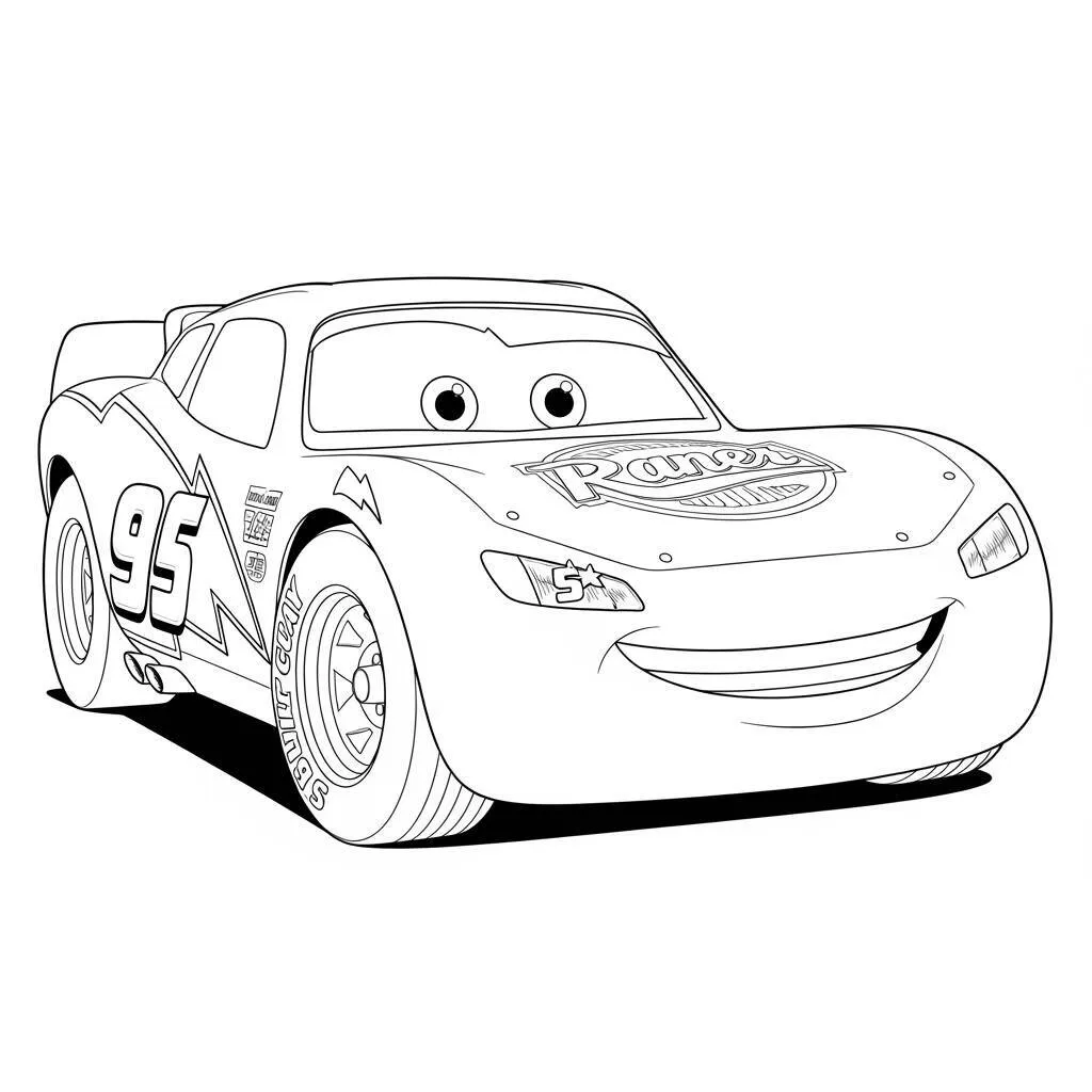 Desenho de Relâmpago McQueen e os Carros do Filme para Colorir