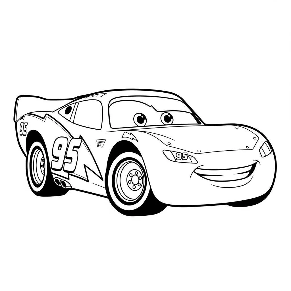 Desenho-de-Relampago-McQueen-em-Estilo-Cartoon-para-Colorir Desenho de Relâmpago McQueen em Estilo Cartoon para Colorir