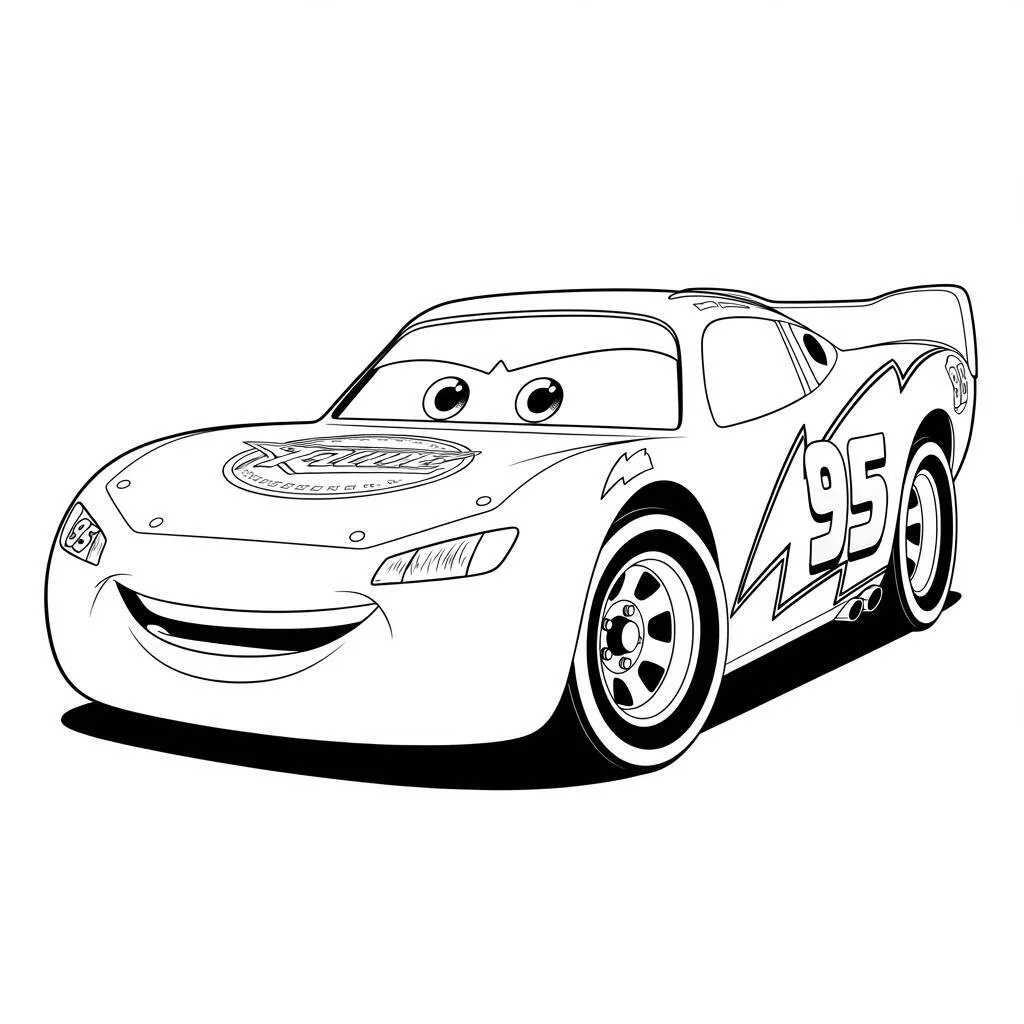 Desenho de Relâmpago McQueen em Estilo Realista para Colorir
