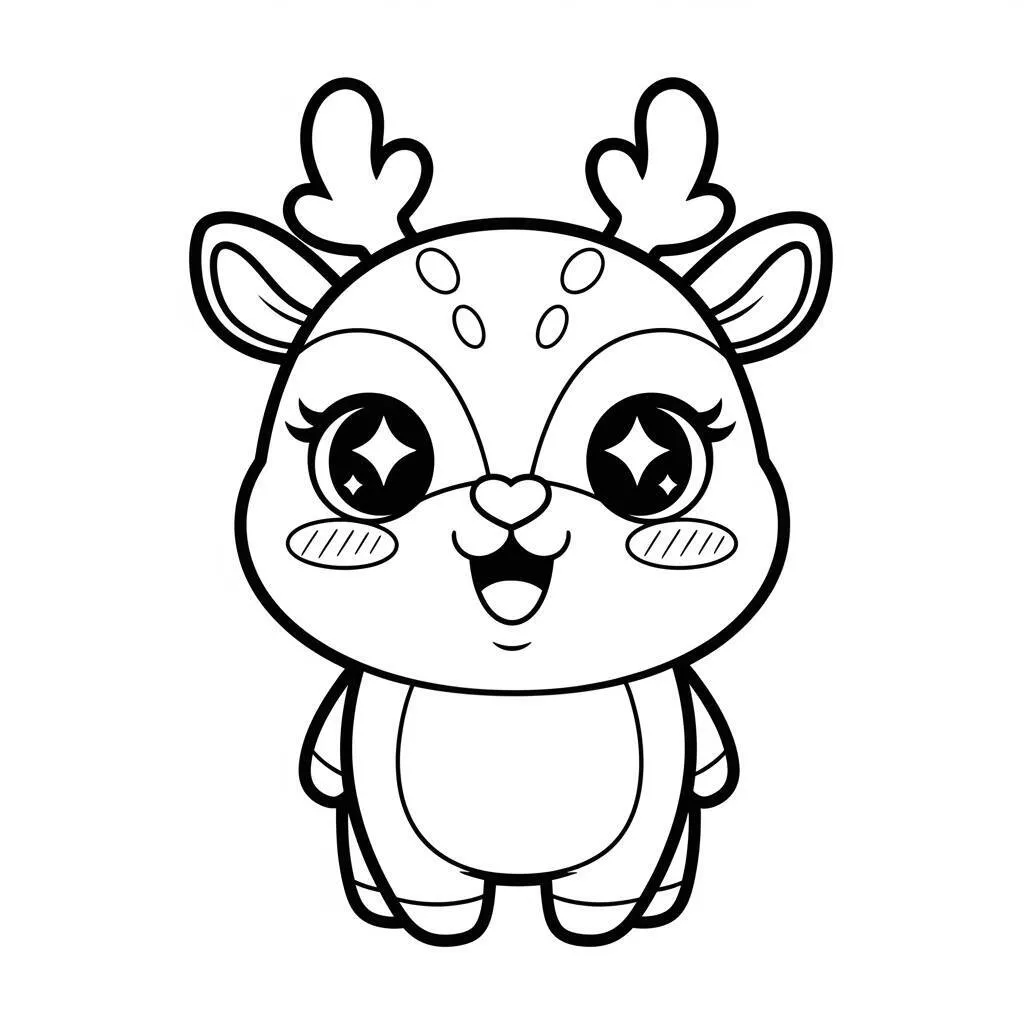 Desenho de Rena Kawaii para Colorir