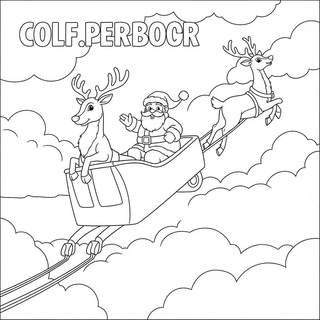 Malvorlage Rentier mit Weihnachtsmann