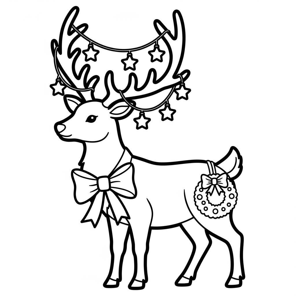 Einfache Weihnachts-Rentier-Malseite