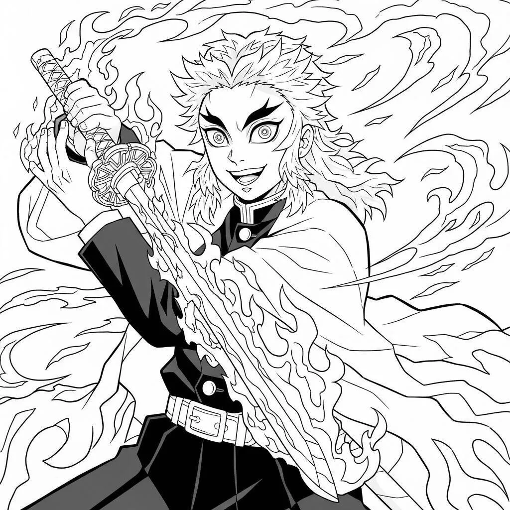 Desenho de Rengoku Kyojuro para Colorir