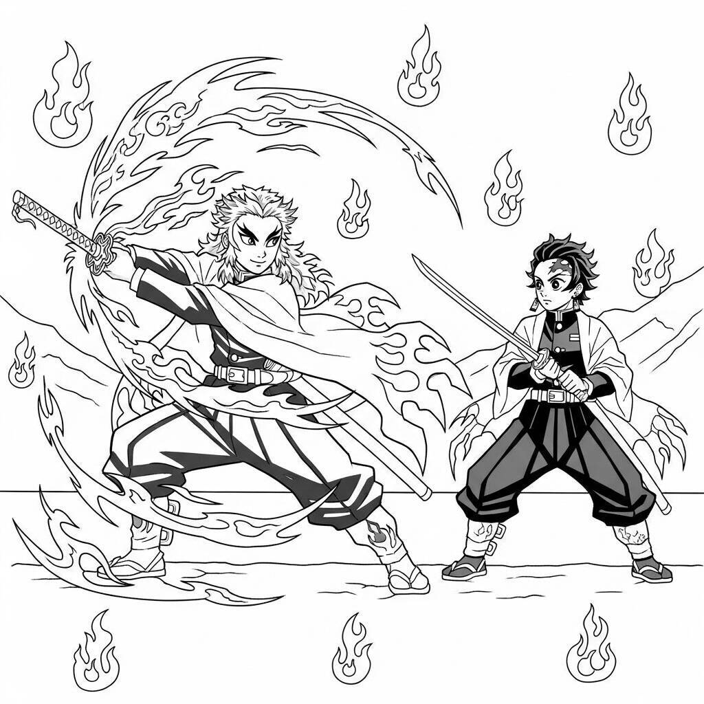 Rengoku und Tanjiro Malseite