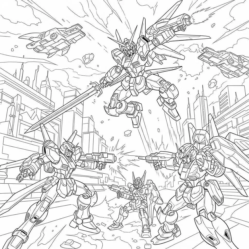 Desenho de Robôs Anime para Colorir