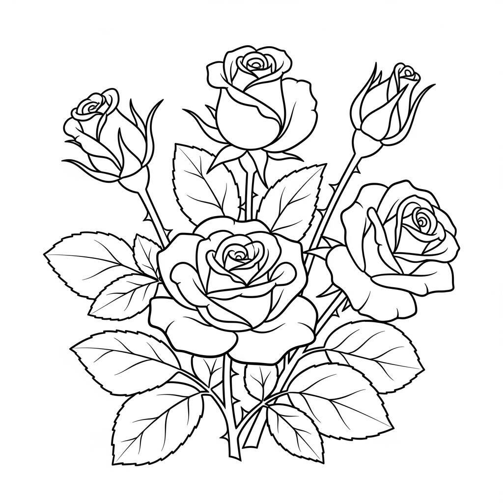 Desenho de Rosas Simples para Colorir