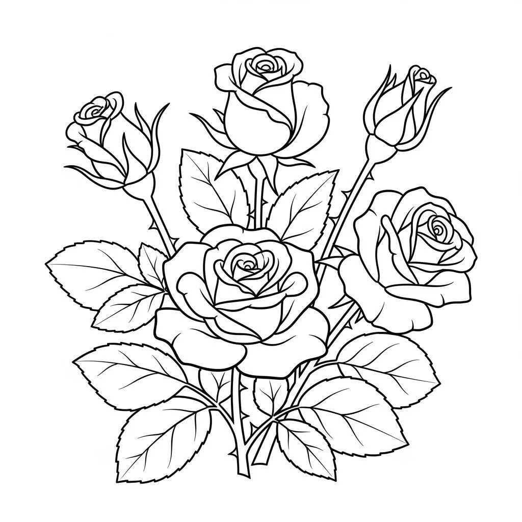 Desenho-de-Rosas-Simples-para-Colorir Pagina da colorare di rose semplici