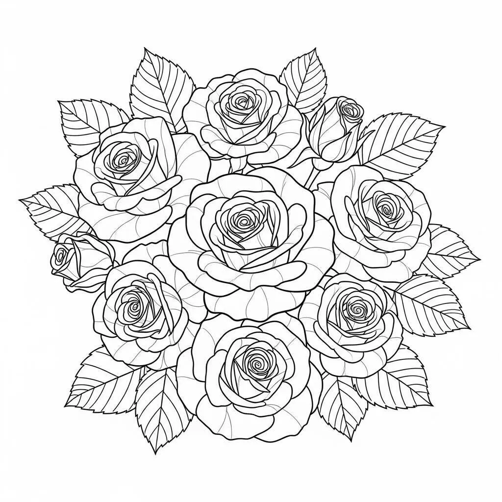 Desenho de Rosas para Colorir