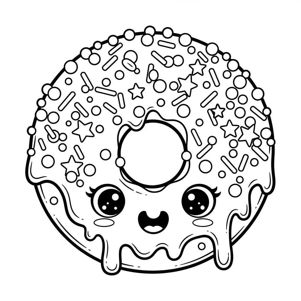 Desenho de Rosquinha Decorada para Colorir