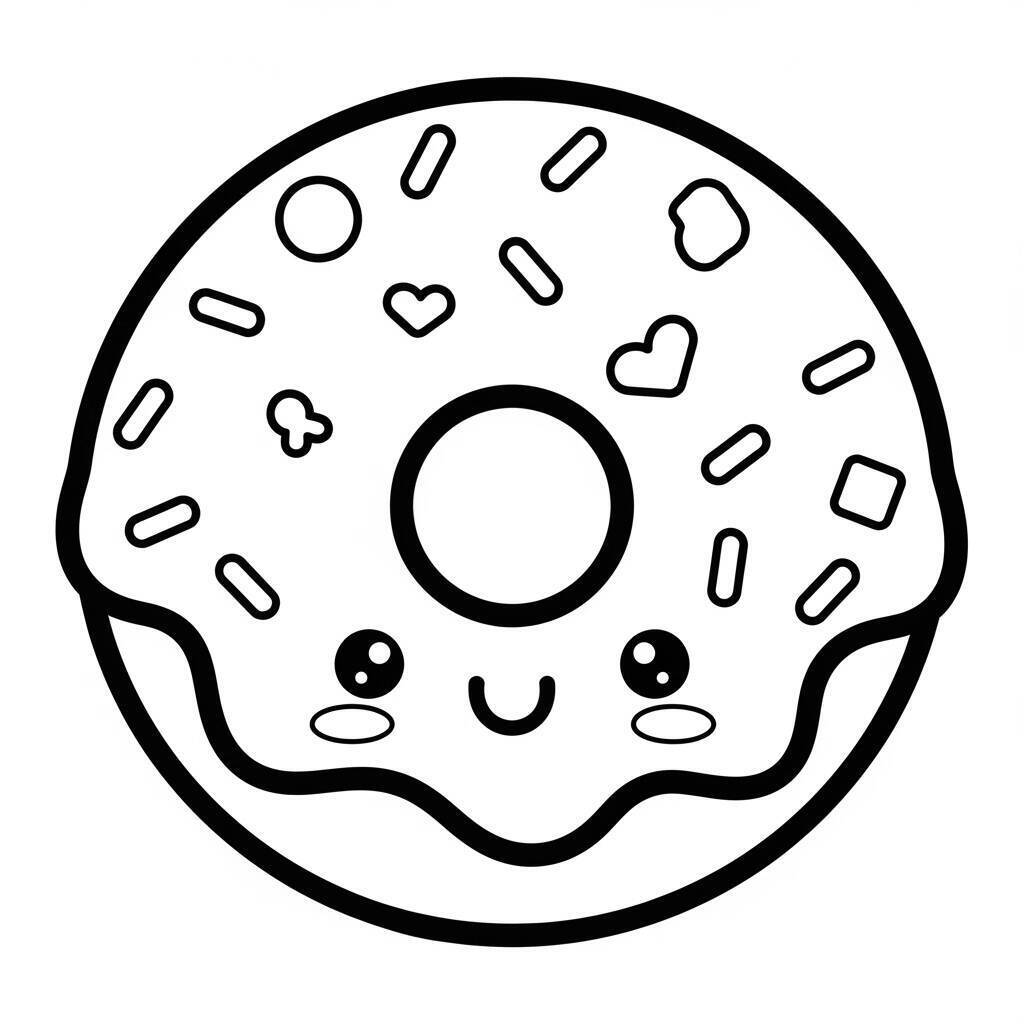 Coloriage de beignet kawaii