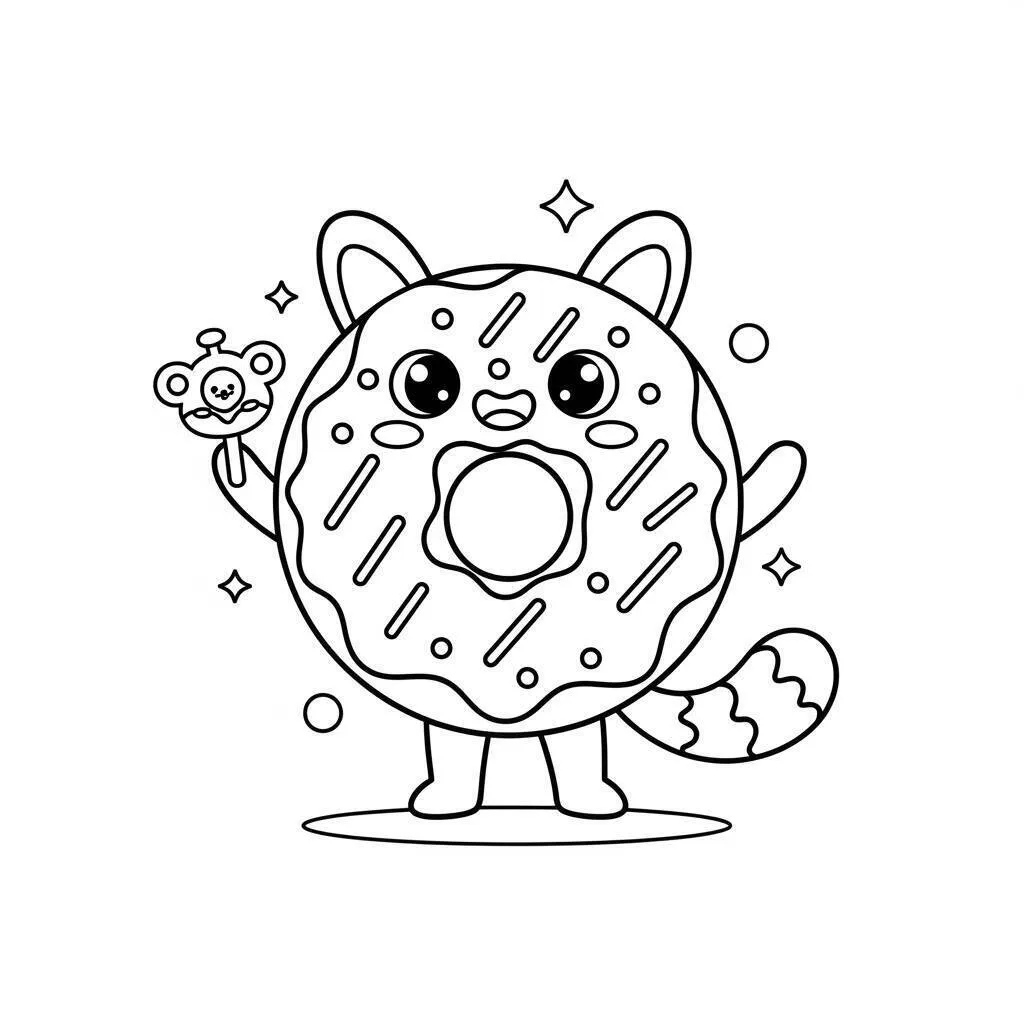 Desenho de Rosquinha com Animais para Colorir
