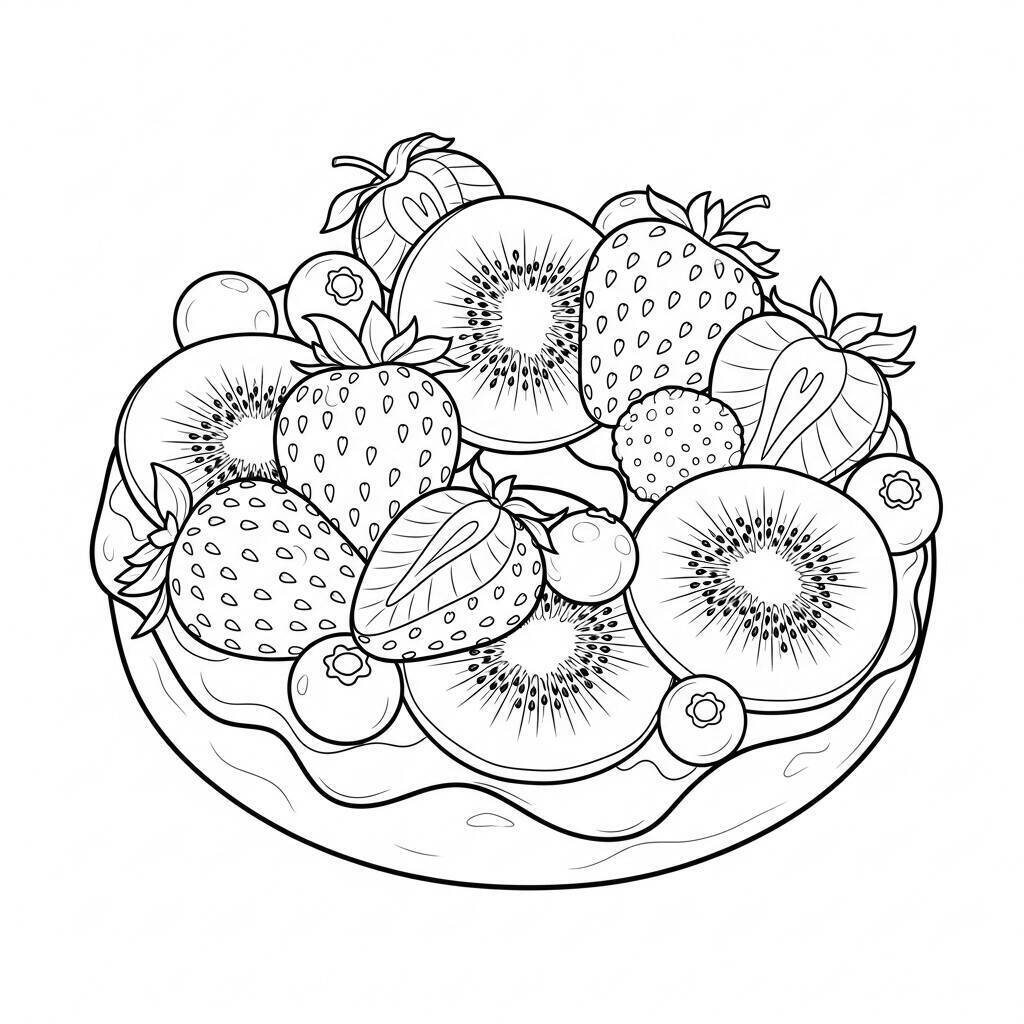 Coloriage de beignet avec des fruits