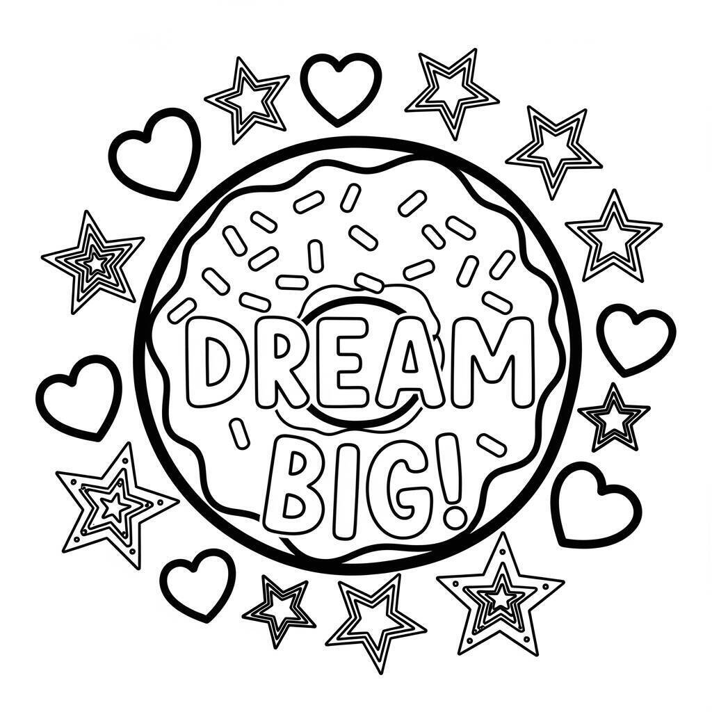 Coloriage de beignet avec message