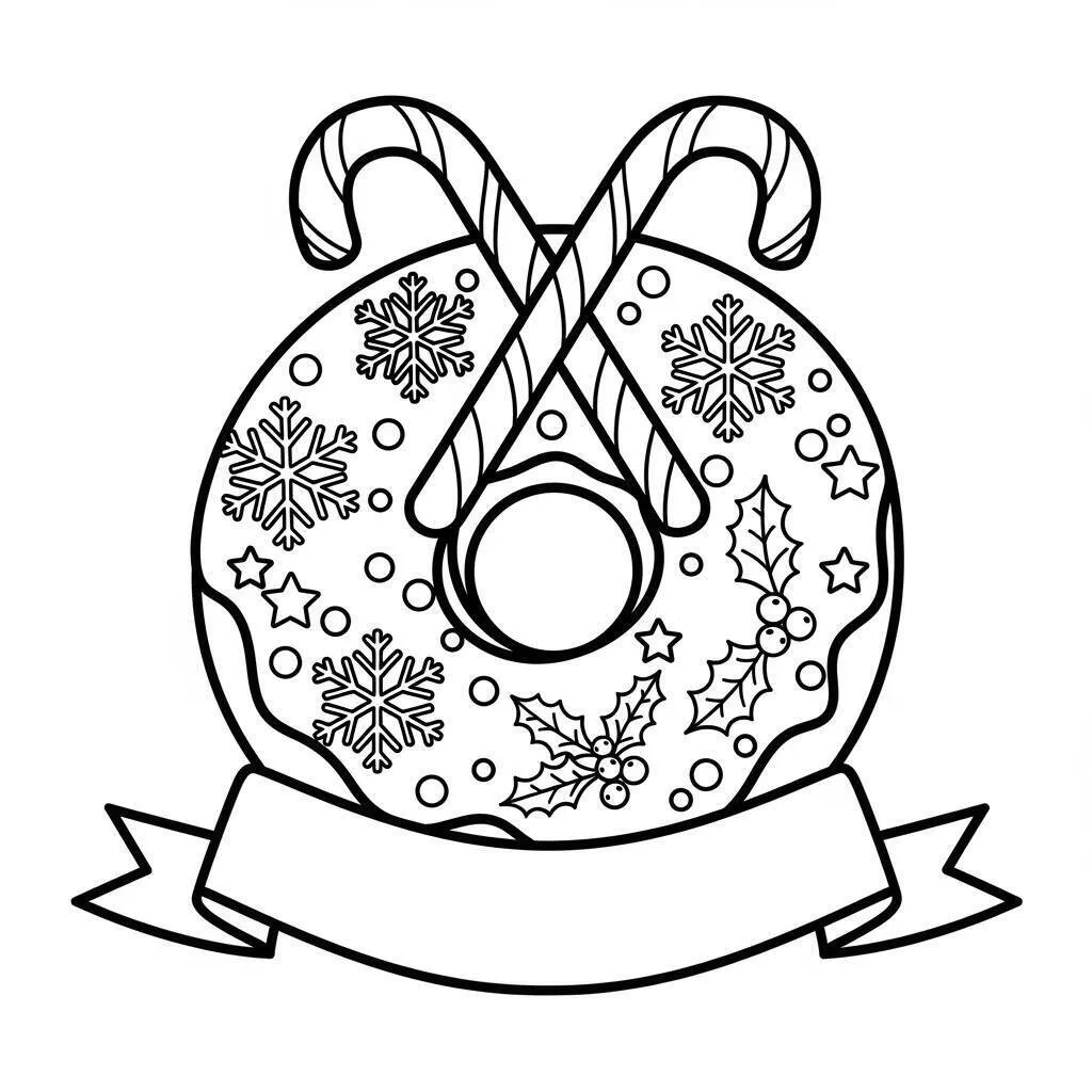 Desenho de Rosquinha com Temática de Natal para Colorir