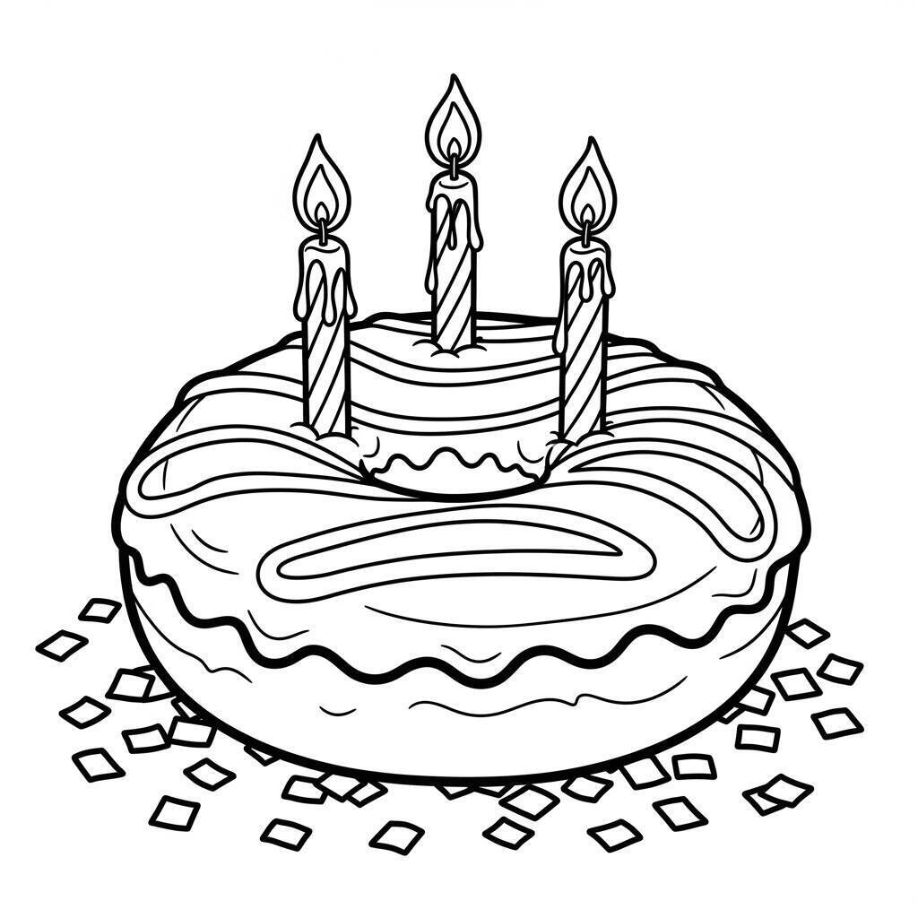 Coloriage de beignet d'anniversaire