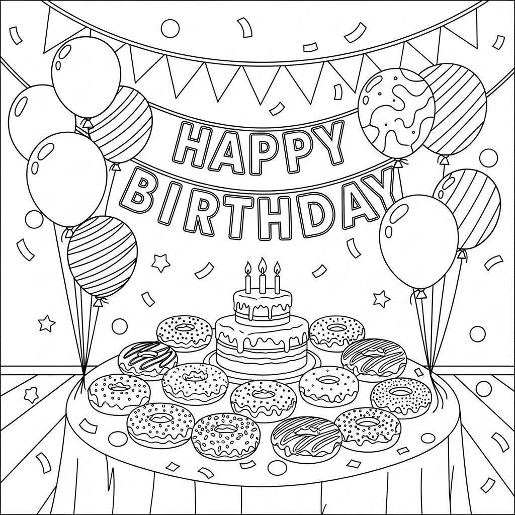 Coloriage de fête de beignet