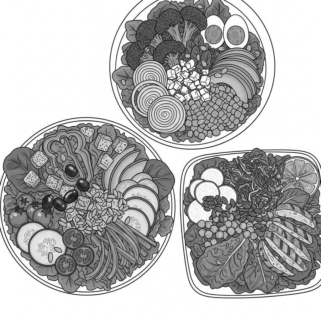 Colorful Salads Coloring Page