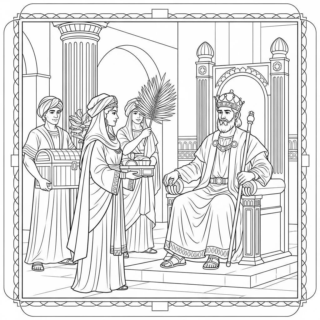 Coloriage Salomon et la reine de Saba