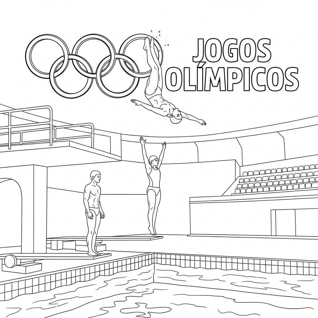 Desenho de Saltos Ornamentais para Colorir