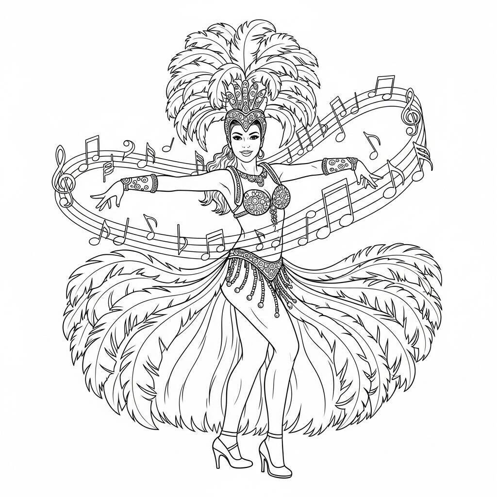 Desenho de Samba para Colorir