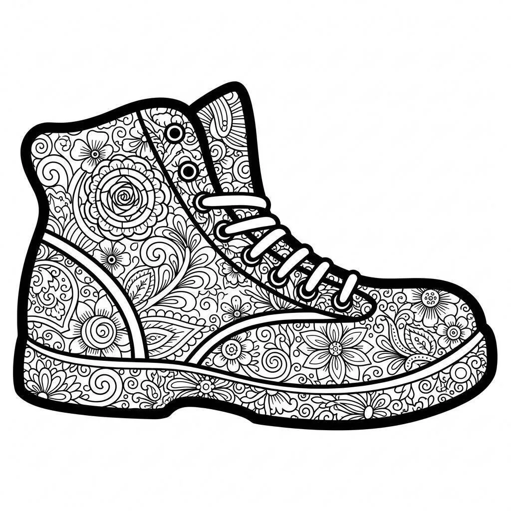 Desenho de Sapato Estilizado para Colorir