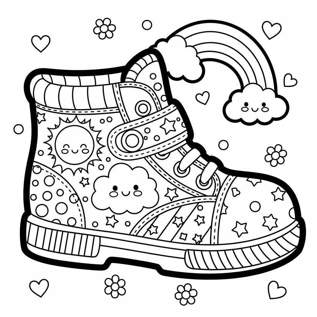 Desenho de Sapato de Criança para Colorir