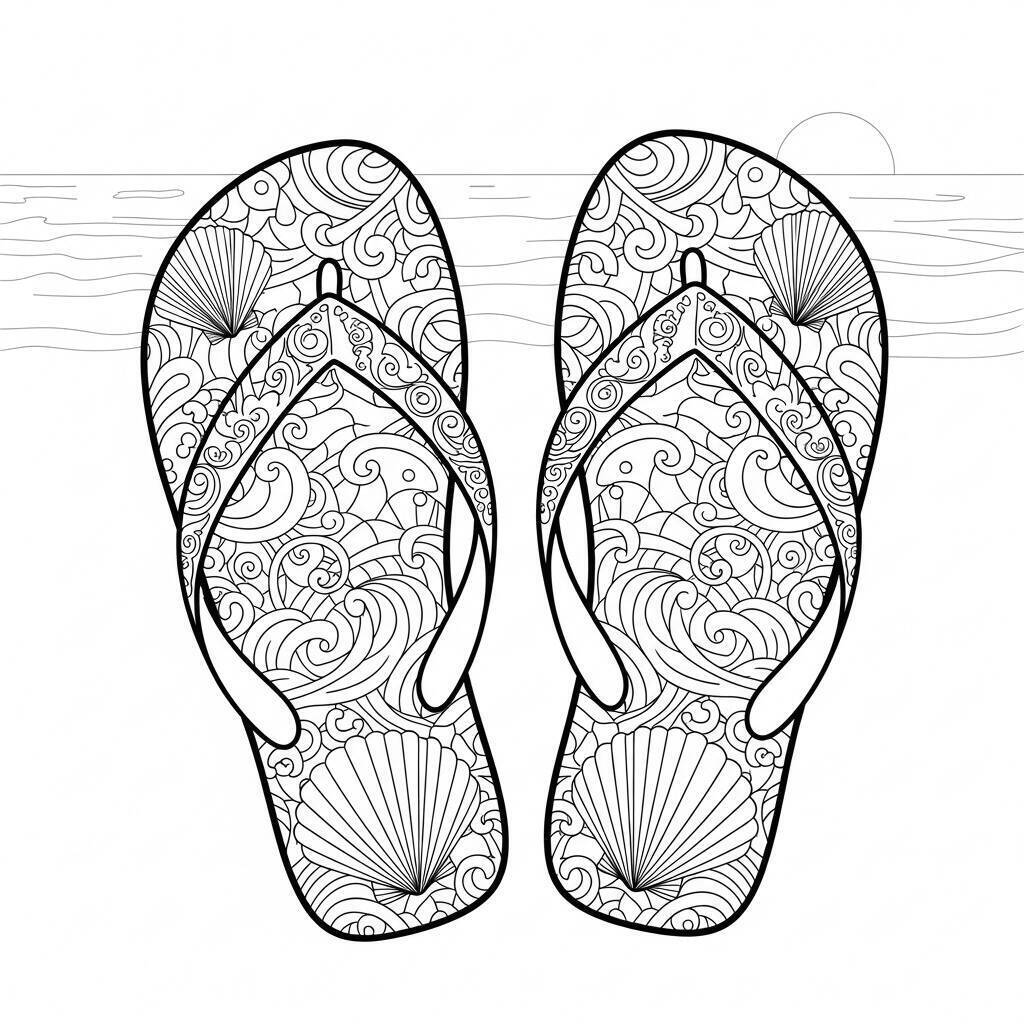 Ausmalbilder für Strandschuhe