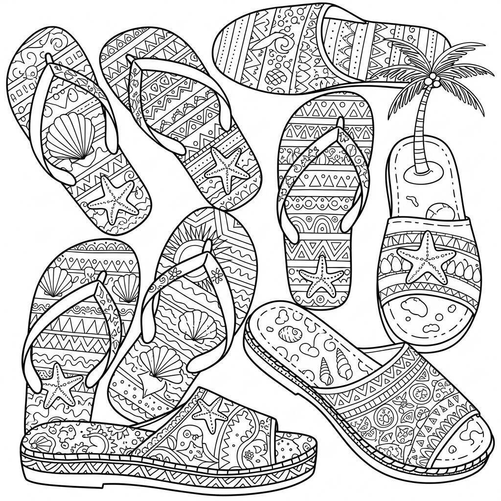 Ausmalbilder Sommerschuhe
