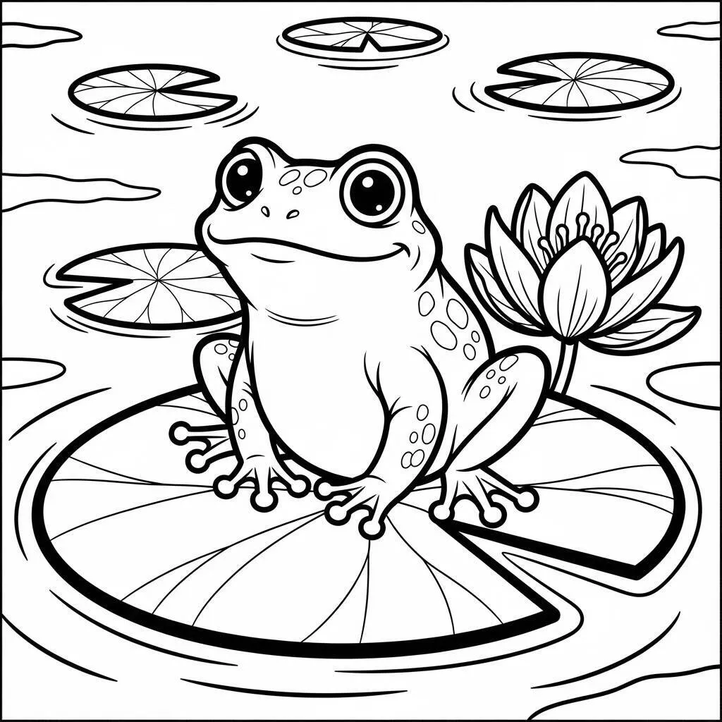 Desenho de Sapo em um Lago para Colorir