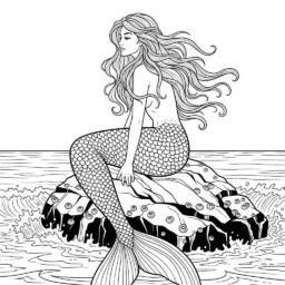 Desenho de Sereia Realista para Colorir