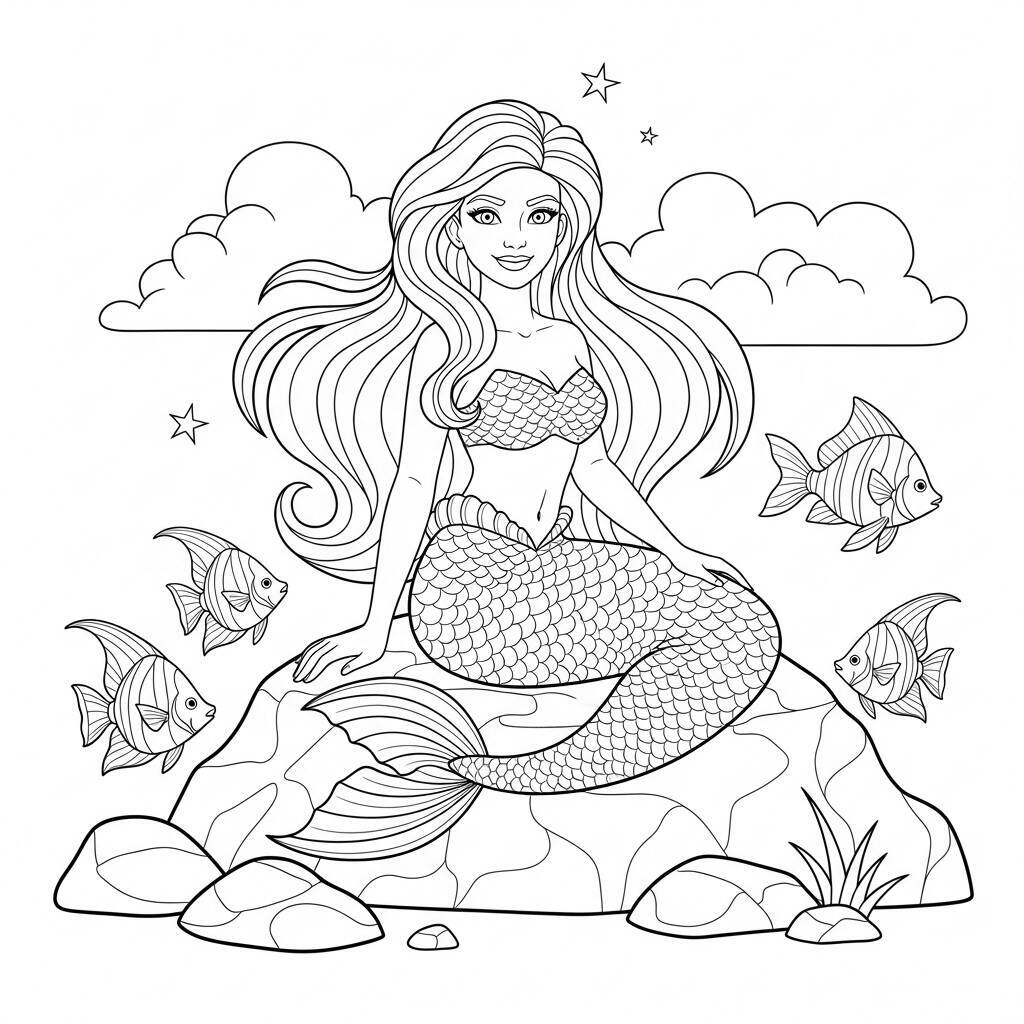 Desenho de Sereia para Colorir