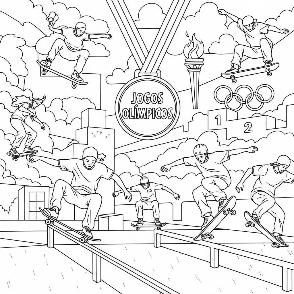 Desenho-de-Skate-para-Colorir Desenho de Skate para Colorir