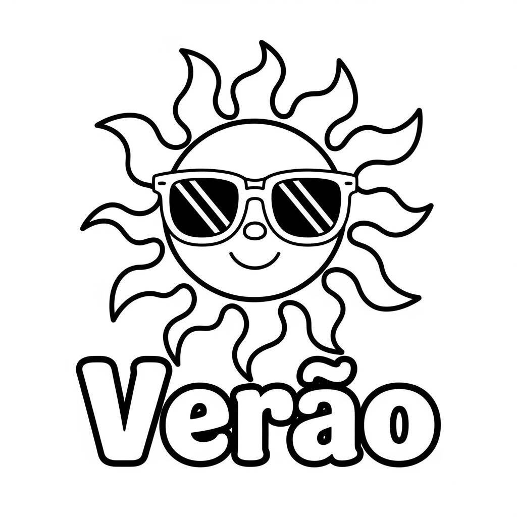 Desenho de Sol Radiante para Colorir
