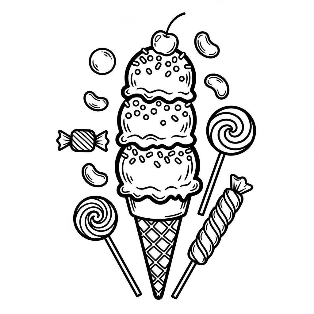 Desenho de Sorvete para Colorir