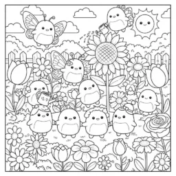 Desenho de Squishmallows e Flores para Colorir