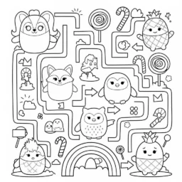 Coloriage Squishmallows dans un labyrinthe
