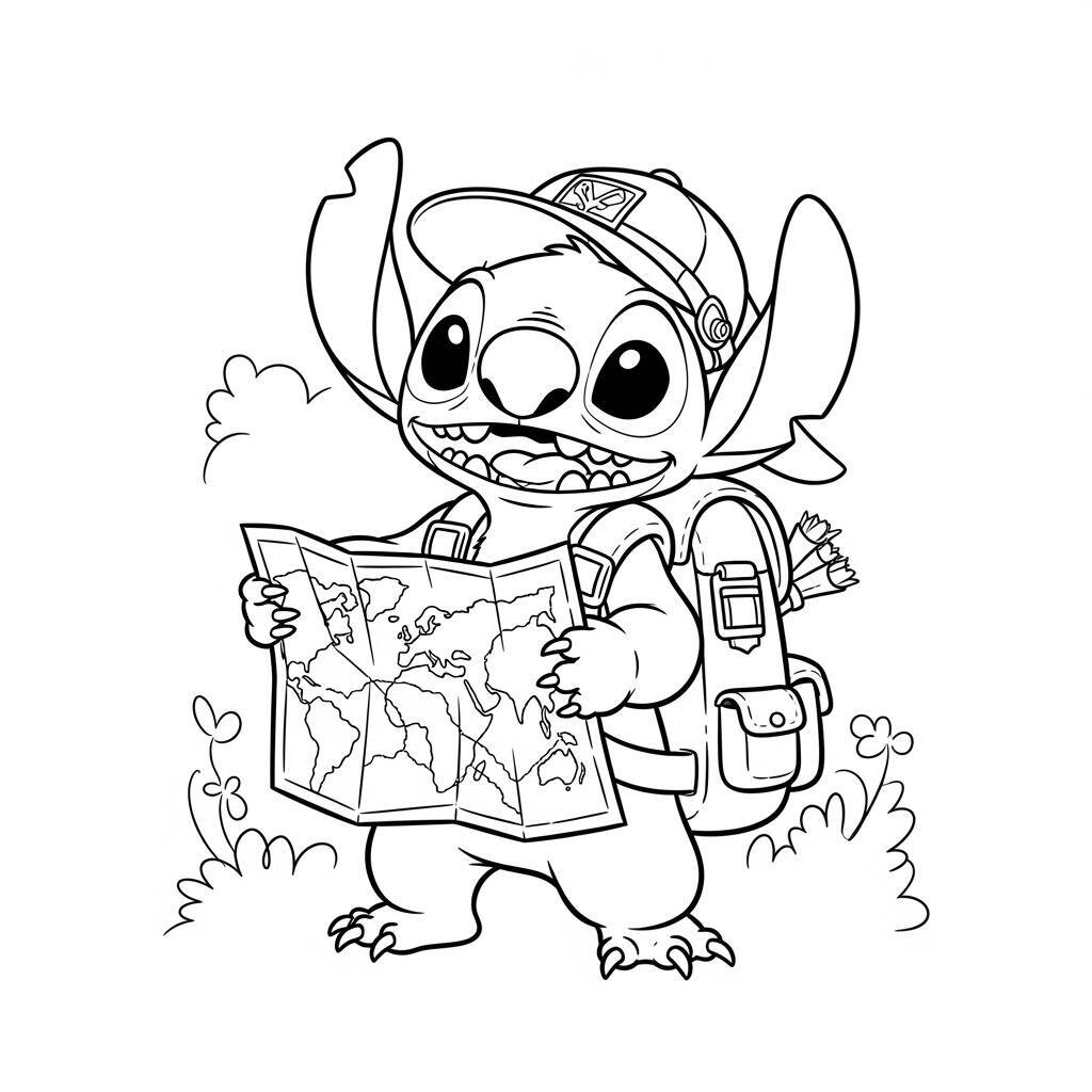 Desenho de Stitch Aventureiro para Colorir